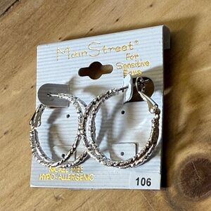 Main Street Silver Double Hoop Women’s Earrings 1” hypoallergenic nickel free